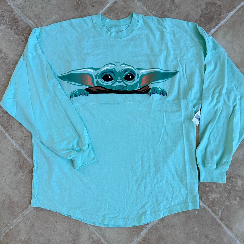 NWT Disney Star Wars The Mandalorian Spirit Jersey Shirt Green Baby Yoda Child